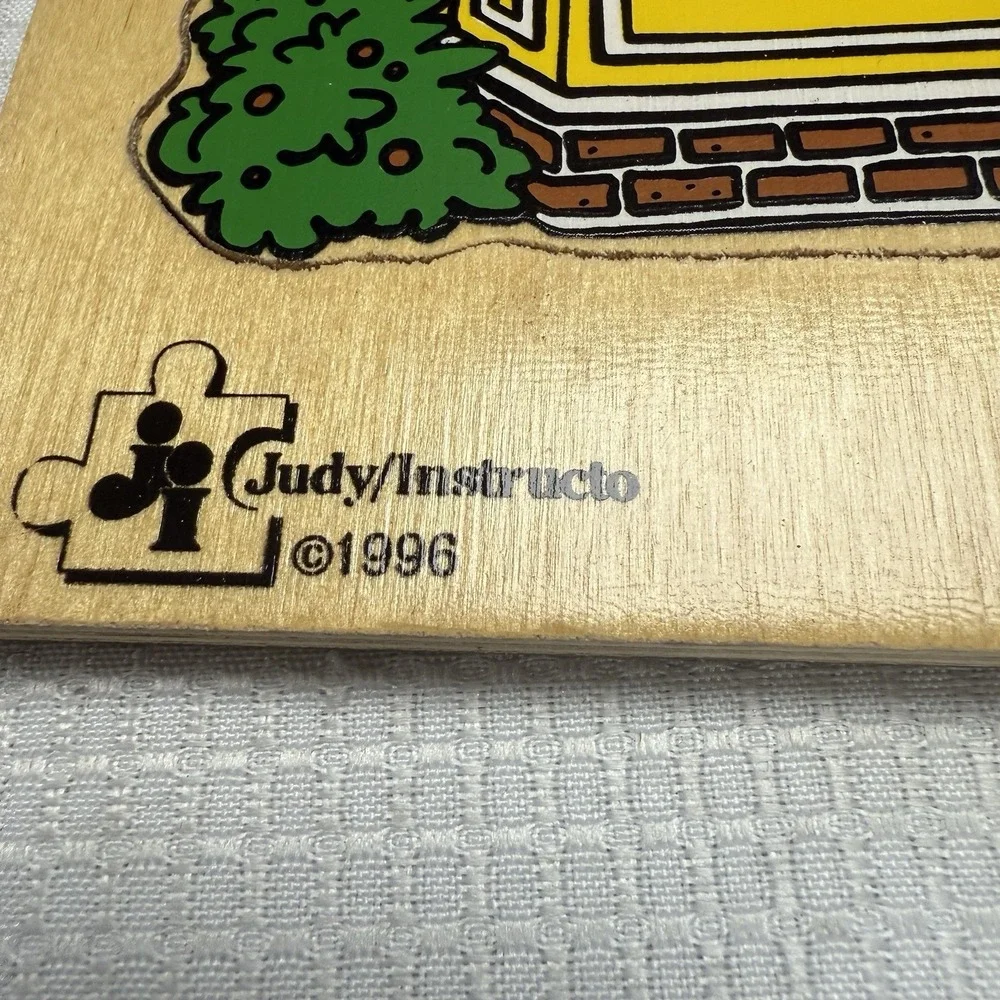 1996‎ Vintage Judy Instructo Yellow House Wooden Puzzle 3 Pc #J040047 Toy Game